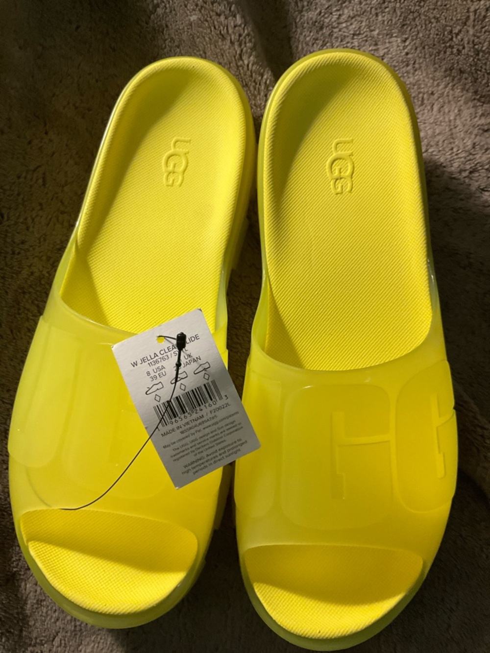 UGG Bright Yellow Slide Sandals Jelly Jellies
